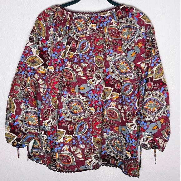 Sundance Women's Belladonna Beauty Top Bohemian Peasant Casual Ric Rac Cotton S - Picture 4 of 8